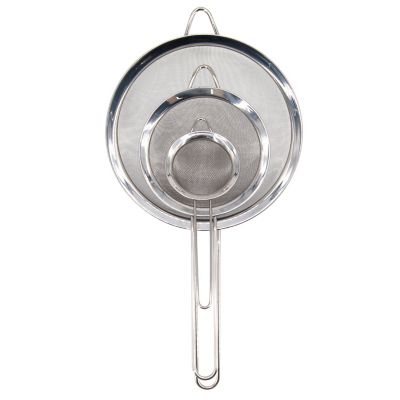 Simply Essential&trade; 3-Piece Long Handled Stainless Steel Mesh Strainers Set