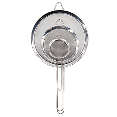 Simply Essential&trade; 3-Piece Long Handled Stainless Steel Mesh Strainers Set. View a larger version of this product image.
