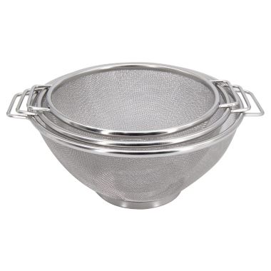 Simply Essential&trade; 3-Piece Stainless Steel Mesh Colanders Set. View a larger version of this product image.