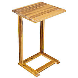 Solid Acacia Wood C-Shape Accent Table