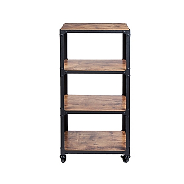Squared Away&trade; 4-Tier Wood and Metal Utility Cart in Black/Natural. View a larger version of this product image.