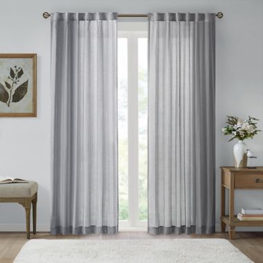 Bee &amp; Willow&trade; Eyelet Stripe 84-Inch Rod Pocket Curtain Panel in Grey (Single). View a larger version of this product image.