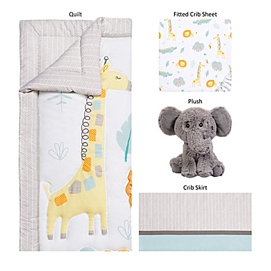 Sammy &amp; Lou Jungle Pals 4-Piece Crib Bedding Set in Aqua/Yellow. View a larger version of this product image.