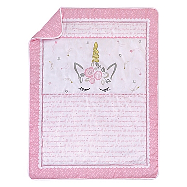Sammy &amp; Lou 4-Piece Mystical Dreams Crib Bedding Set in Pink/Grey. View a larger version of this product image.