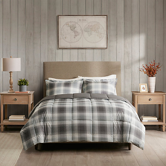 Woolrich Woodsman Comforter Set In Grey, King Size Cabin Bedding