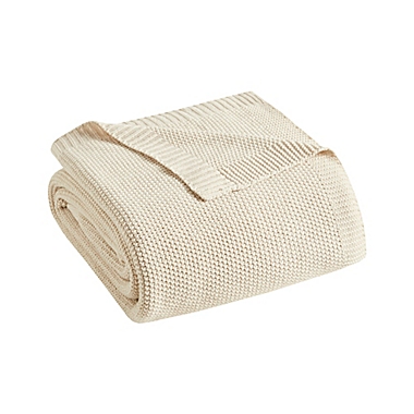 INK + IVY Bree Knit Throw Blanket in Ivory. View a larger version of this product image.