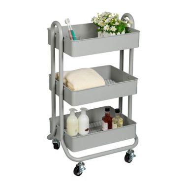Squared Away&trade; 3-Tier Utility Storage Cart in Grey. View a larger version of this product image.