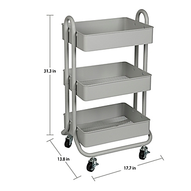 Squared Away&trade; 3-Tier Utility Storage Cart in Grey. View a larger version of this product image.