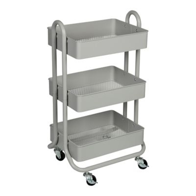Squared Away&trade; 3-Tier Utility Storage Cart in Grey