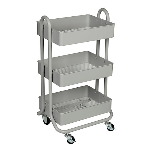 Alternate image 1 for Squared Away™ 3-Tier Utility Storage Cart in Grey