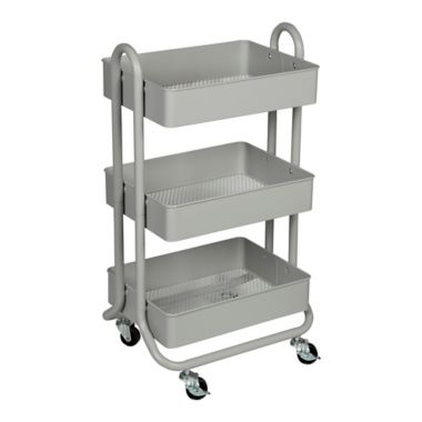 Squared Away&trade; 3-Tier Utility Storage Cart in Grey. View a larger version of this product image.