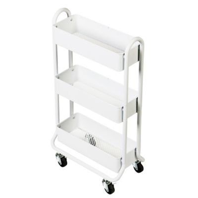Squared Away&trade; 3-Tier Narrow Utility Storage Cart in White