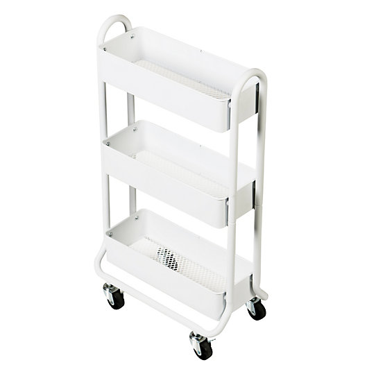 Alternate image 1 for Squared Away™ 3-Tier Narrow Utility Storage Cart in White
