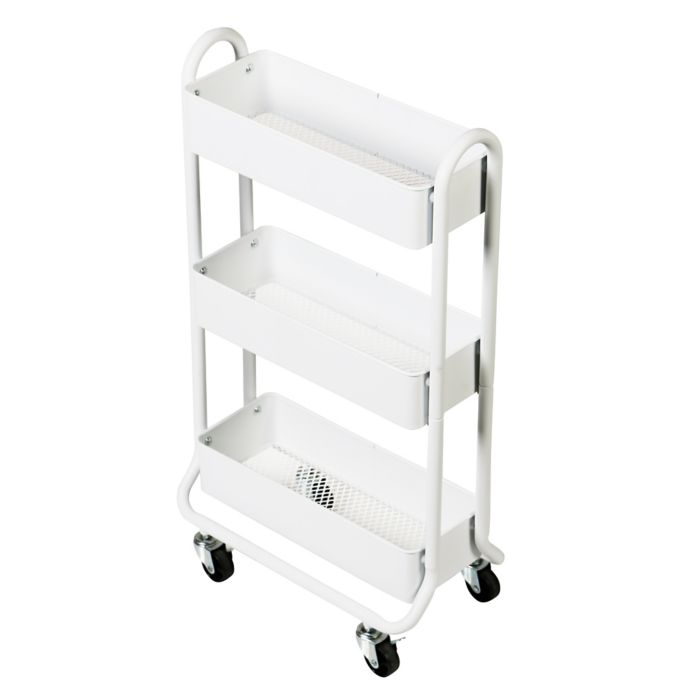 Squared Away™ 3 Tier Narrow Bath Storage Cart in White