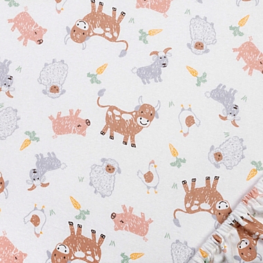 Trend Lab&reg; Farm Friends Flannel Fitted Crib Sheet in Grey/Brown. View a larger version of this product image.