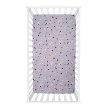 Trend Lab&reg; Outer Space Planets Deluxe Flannel Crib Sheet in Grey. View a larger version of this product image.