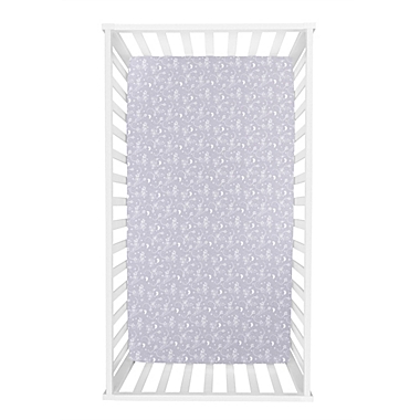 Trend Lab&reg; Outer Space Moon and Stars Deluxe Flannel Fitted Crib Sheet in White/Grey. View a larger version of this product image.