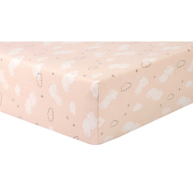 Trend Lab&reg; Cloud Sprinkles Deluxe Flannel Fitted Crib Sheet in Peach/Grey. View a larger version of this product image.