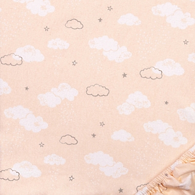 Trend Lab&reg; Cloud Sprinkles Deluxe Flannel Fitted Crib Sheet in Peach/Grey. View a larger version of this product image.