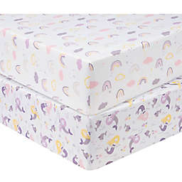 Sammy & Lou 2-Pack Rainbow Mermaid Fitted Crib Sheets in Purple/Pink