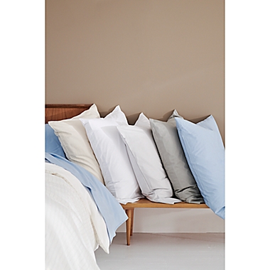 Nestwell&trade; Washed Cotton Percale 180-Thread-Count Queen Sheet Set in Blue Fog. View a larger version of this product image.