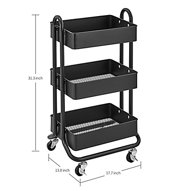 Squared Away&trade; 3-Tier Utility Storage Cart in Black. View a larger version of this product image.