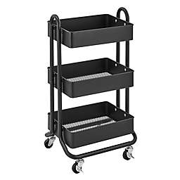 Squared Away™ 3-Tier Utility Storage Cart in Black