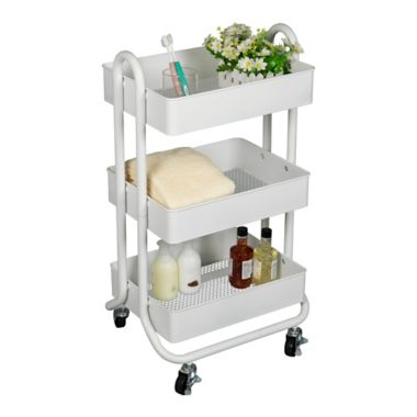 Squared Away&trade; 3-Tier Utility Storage Cart in White. View a larger version of this product image.