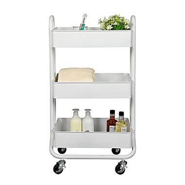 Squared Away&trade; 3-Tier Utility Storage Cart in White. View a larger version of this product image.