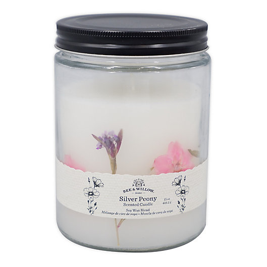 Alternate image 1 for Bee & Willow™ Silver Peony 15 oz. Spring Floral Glass Jar Candle