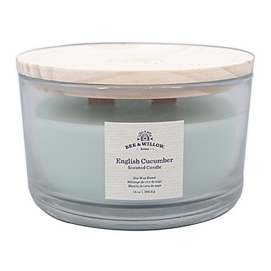 Bee &amp; Willow&trade; English Cucumber 14 oz. Wood-Wick Glass Candle. View a larger version of this product image.