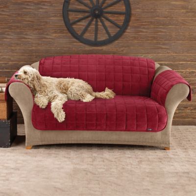 Sure Fit&reg; Deluxe Pet Burgundy Furniture Throw Covers