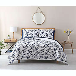 HomeGrown™ Iowa Floral 3-Piece Full/Queen Quilt Set in White/Blue