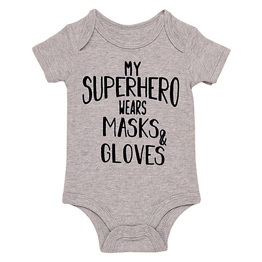 Alternate image 1 for Baby Starters® BWA® Superhero Short Sleeve Bodysuit in Grey