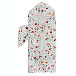 Loulou Lollipop 2-Piece Rosey Bloom Hooded Towel and Washcloth Set