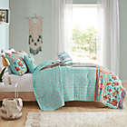 Alternate image 2 for Intelligent Design Ophelia Boho Printed 4-Piece Twin/Twin XL Coverlet Set in Aqua