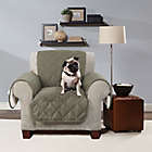 Alternate image 0 for Sure Fit&reg; Reversible Flannel and Sherpa Chair Furniture Cover in Loden
