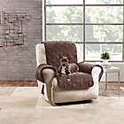 Sure Fit Reversible Flannel and Sherpa Chair Furniture Cover Walnut W/Pockets 