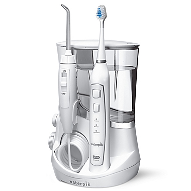 Waterpik&reg; Complete Care 5.0 Flosser + Sonic Toothbrush System in White. View a larger version of this product image.
