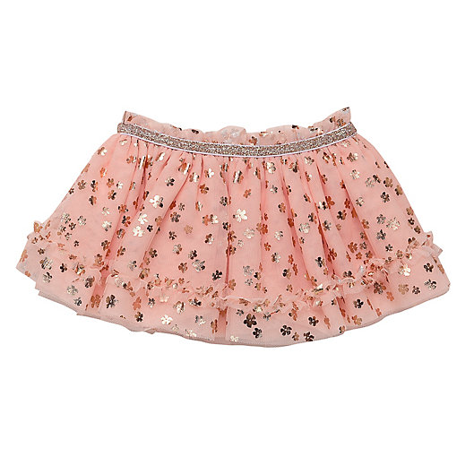 Alternate image 1 for Baby Starters® Tutu Skirt with Foil Floral Print in Pink/Rose Gold