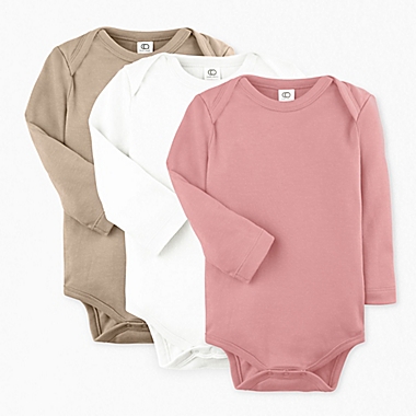 Colored Organics Size 0-3M 3-Pack Organic Cotton Long Sleeve Bodysuits in Rose. View a larger version of this product image.