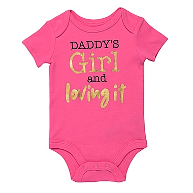Baby Starters&reg; Daddy&#39;s Girl Short Sleeve Bodysuit in Hot Pink/Gold. View a larger version of this product image.