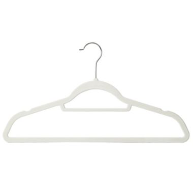 Squared Away&trade; Velvet Slim Suit Hangers with Chrome Hook in White (Set of 50). View a larger version of this product image.
