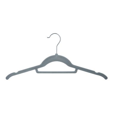 Squared Away&trade; Velvet Slim Shirt Hangers in Grey with Chrome Hook (Set of 12). View a larger version of this product image.
