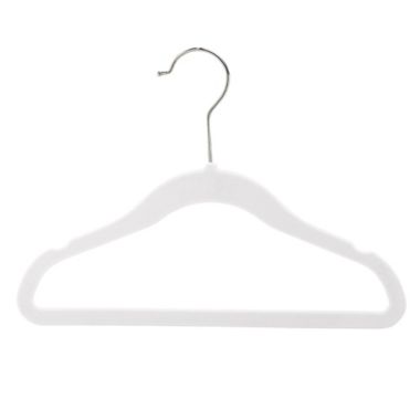 Squared Away&trade; Velvet Slim Child Sized Hangers in White with Chrome Hook (Set of 14). View a larger version of this product image.