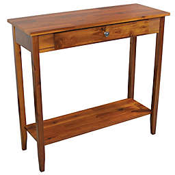 Acacia Wood Console Table Bottom Shelf Mahogany