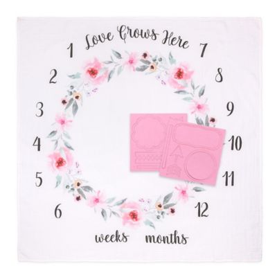The Peanutshell&trade; Farmhouse &quot;Love Grows Here&quot; Milestone Blanket in Pink