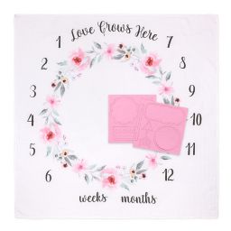 The Peanutshell™ Farmhouse "Love Grows Here" Milestone Blanket in Pink