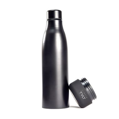 TYLT Power Water Bottle with Portable Power Bank Base in Black. View a larger version of this product image.