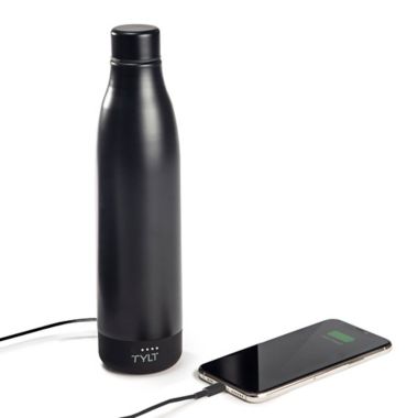 TYLT Power Water Bottle with Portable Power Bank Base in Black. View a larger version of this product image.